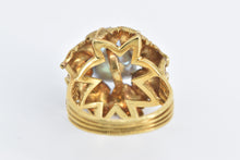 Load image into Gallery viewer, 18K 1960&#39;s Blue Pearl Diamond Leaf Halo Cocktail Ring Yellow Gold