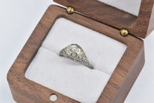 Load image into Gallery viewer, 18K Art Deco Diamond Filigree Engagement Promise Ring White Gold