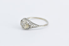 Load image into Gallery viewer, 18K Art Deco Diamond Filigree Engagement Promise Ring White Gold