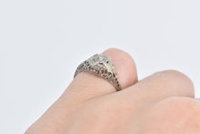 Load image into Gallery viewer, 18K Art Deco Diamond Filigree Engagement Promise Ring White Gold