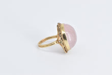 Load image into Gallery viewer, 14K Round Rose Quartz Cabochon Ornate Cocktail Ring Yellow Gold