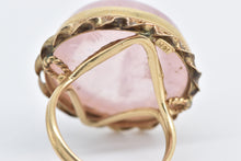 Load image into Gallery viewer, 14K Round Rose Quartz Cabochon Ornate Cocktail Ring Yellow Gold
