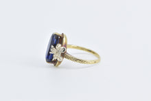 Load image into Gallery viewer, 14K Art Deco Syn. Sapphire Ornate Two Tone Ring Yellow Gold