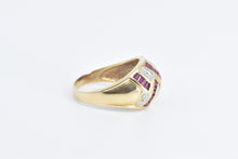 Load image into Gallery viewer, 14K Baguette Ruby Diamond Domed Statement Ring Yellow Gold