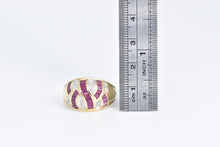 Load image into Gallery viewer, 14K Baguette Ruby Diamond Domed Statement Ring Yellow Gold