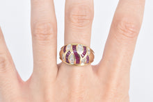 Load image into Gallery viewer, 14K Baguette Ruby Diamond Domed Statement Ring Yellow Gold