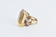 Load image into Gallery viewer, 14K Emerald Cut Citrine Diamond Ruby Cocktail Ring Yellow Gold