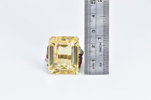 Load image into Gallery viewer, 14K Emerald Cut Citrine Diamond Ruby Cocktail Ring Yellow Gold