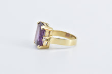 Load image into Gallery viewer, 14K Emerald Cut Amethyst Diamond Accent Cocktail Ring Yellow Gold