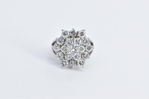 14K 2.50 Ctw Diamond Cluster Statement Ring White Gold