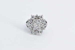 14K 2.50 Ctw Diamond Cluster Statement Ring White Gold