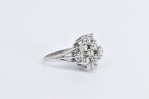 14K 2.50 Ctw Diamond Cluster Statement Ring White Gold