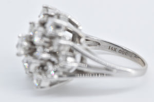14K 2.50 Ctw Diamond Cluster Statement Ring White Gold