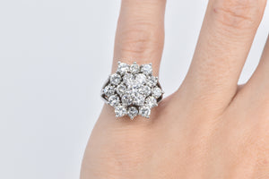 14K 2.50 Ctw Diamond Cluster Statement Ring White Gold