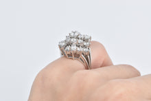 Load image into Gallery viewer, 14K 2.50 Ctw Diamond Cluster Statement Ring White Gold