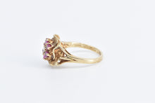 Load image into Gallery viewer, 14K Vintage Rose Ruby Diamond Cluster Flower Ring Yellow Gold