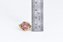 Load image into Gallery viewer, 14K Vintage Rose Ruby Diamond Cluster Flower Ring Yellow Gold