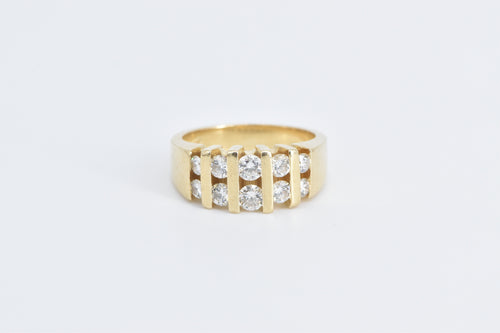 14K 1.00 Ctw Diamond Striped Fashion Band Ring Yellow Gold