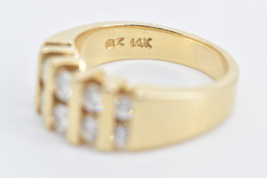 14K 1.00 Ctw Diamond Striped Fashion Band Ring Yellow Gold