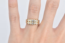 Load image into Gallery viewer, 14K 1.00 Ctw Diamond Striped Fashion Band Ring Yellow Gold