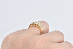 14K 1.00 Ctw Diamond Striped Fashion Band Ring Yellow Gold