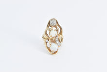 Load image into Gallery viewer, 14K Ornate Opal Diamond Statement Swirl Ring Yellow Gold