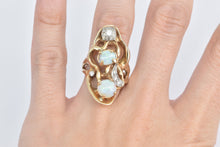 Load image into Gallery viewer, 14K Ornate Opal Diamond Statement Swirl Ring Yellow Gold