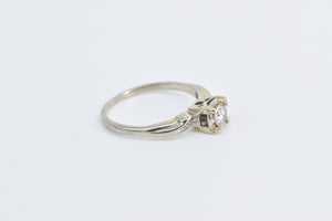 14K 1940's 0.42 Ctw Diamond Classic Engagement Ring Yellow Gold