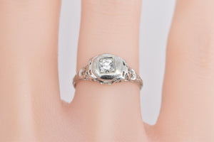 18K 0.20 Ctw Filigree Art Deco Promise Engagement Ring White Gold