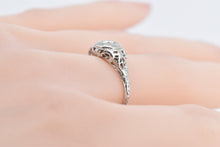 Load image into Gallery viewer, 18K 0.20 Ctw Filigree Art Deco Promise Engagement Ring White Gold