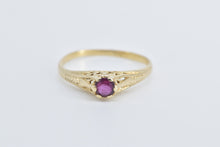 Load image into Gallery viewer, 14K Round Ruby Ornate Art Deco Filigree Ring Yellow Gold