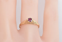 Load image into Gallery viewer, 14K Round Ruby Ornate Art Deco Filigree Ring Yellow Gold