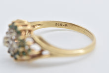 Load image into Gallery viewer, 14K Diamond Round Cluster Emerald Statement Ring Yellow Gold