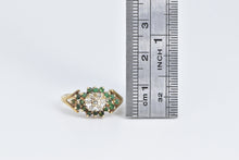 Load image into Gallery viewer, 14K Diamond Round Cluster Emerald Statement Ring Yellow Gold