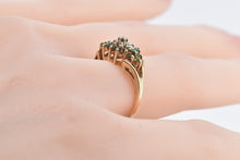 Load image into Gallery viewer, 14K Diamond Round Cluster Emerald Statement Ring Yellow Gold