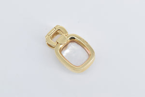 14K Squared Oval Pearl Bezel Statement Simple Pendant Yellow Gold