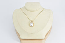 Load image into Gallery viewer, 14K Squared Oval Pearl Bezel Statement Simple Pendant Yellow Gold