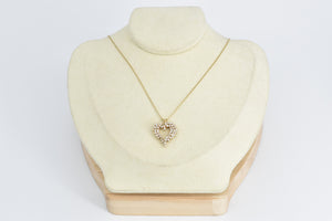 14K 1.00 Ctw Diamond Heart Classic Love Symbol Pendant Yellow Gold