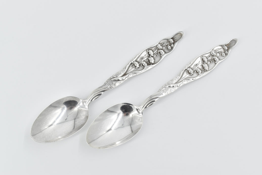 Sterling Silver Whiting Lily of the Valley Tea Spoon 2 pcs