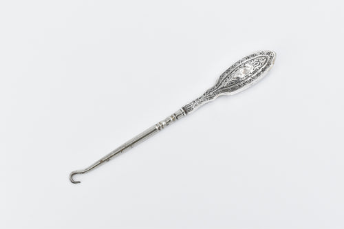 Sterling Silver Webster Antique Ornate Button Hook