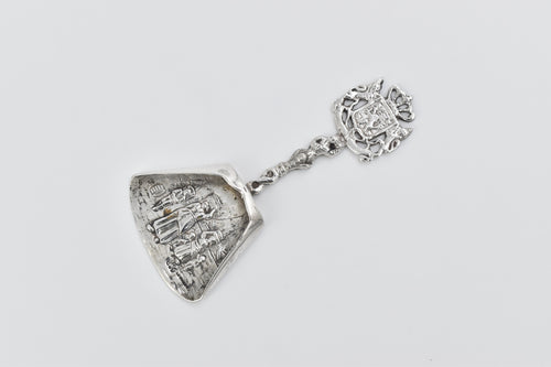 800 Silver Antique German Farm Motif Sugar Shovel Spoon