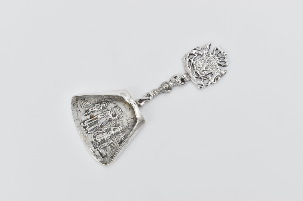 800 Silver Antique German Farm Motif Sugar Shovel Spoon