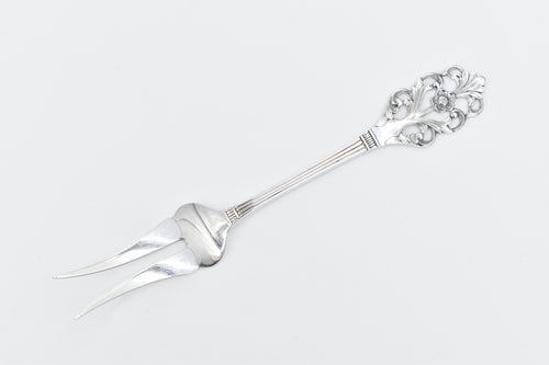 Sterling Silver TH Marthinsen Viking Rose Meat Serving Fork