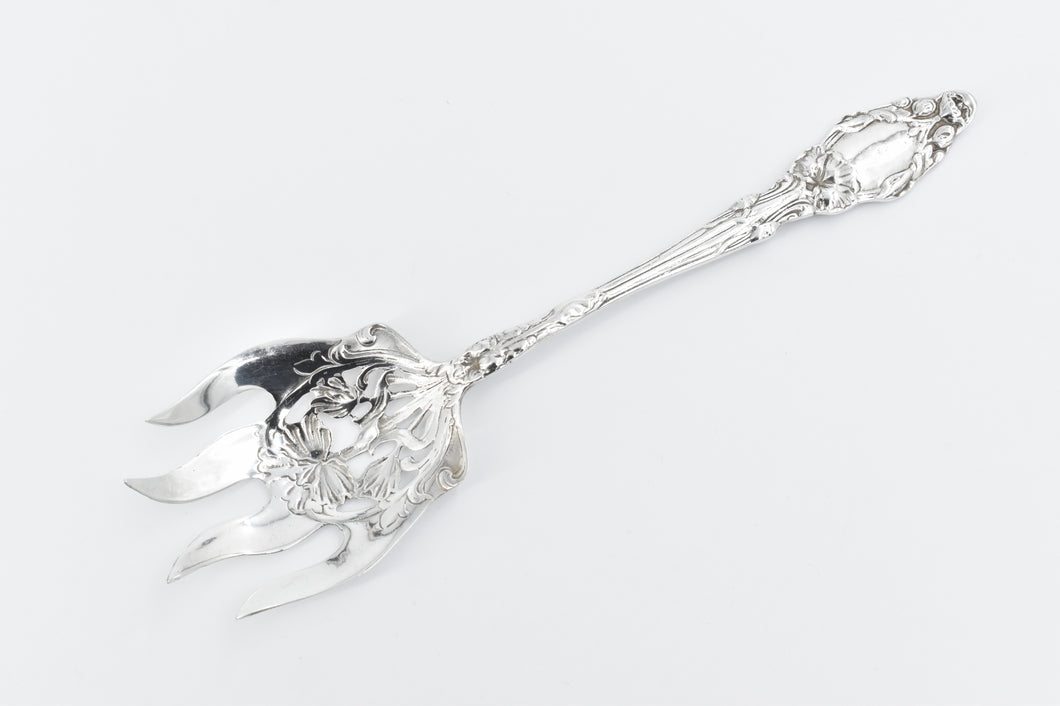 Sterling Silver Antique Art Nouveau Lily Serving Fork