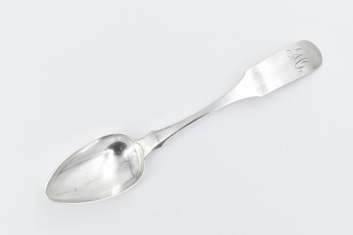 Coin Silver F Lownes Fiddle Pattern Monogram Serving Spoon