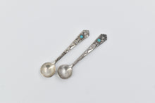 Load image into Gallery viewer, Sterling Silver Southwestern Turquoise Eagle Bird Tiny Spoon 2 pcs