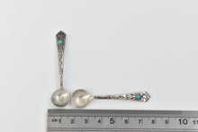Load image into Gallery viewer, Sterling Silver Southwestern Turquoise Eagle Bird Tiny Spoon 2 pcs