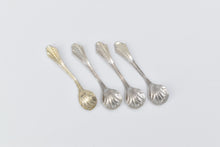 Load image into Gallery viewer, Sterling Silver Ornate Scallops Shell Salt Cellar Sugar Spoon 4 pcs