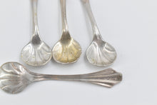 Load image into Gallery viewer, Sterling Silver Ornate Scallops Shell Salt Cellar Sugar Spoon 4 pcs