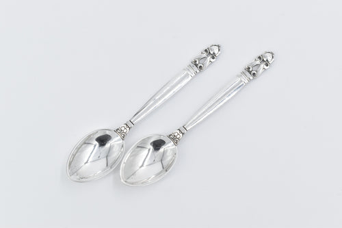 Sterling Silver Georg Jensen Acorn Konge Demitasse Spoon 2 pcs